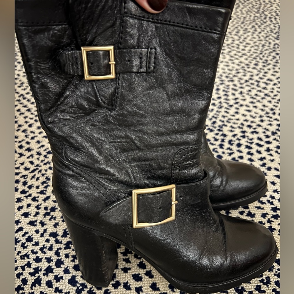 Jimmy Choo Black Leather Moto Boots